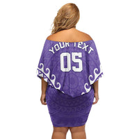 Custom Cook Islands Rarotonga Family Matching Off Shoulder Short Dress and Hawaiian Shirt Polynesian Tribal Tattoo LT05 - Polynesian Pride