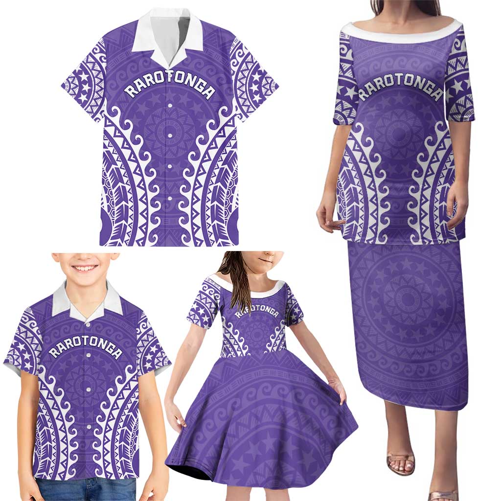 Custom Cook Islands Rarotonga Family Matching Puletasi and Hawaiian Shirt Polynesian Tribal Tattoo LT05 - Polynesian Pride
