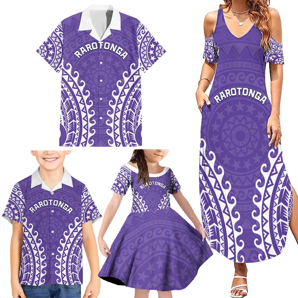 Custom Cook Islands Rarotonga Family Matching Summer Maxi Dress and Hawaiian Shirt Polynesian Tribal Tattoo LT05 - Polynesian Pride