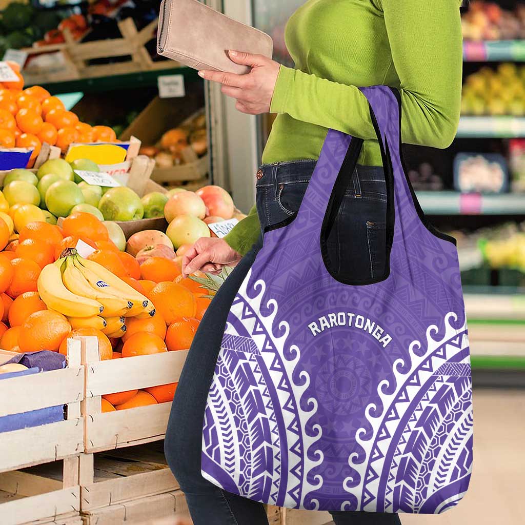 Custom Cook Islands Rarotonga Grocery Bag Polynesian Tribal Tattoo