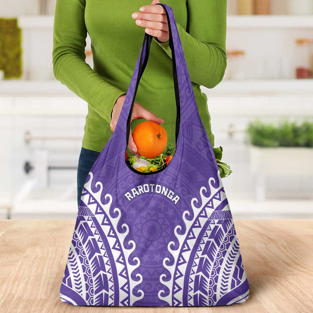 Custom Cook Islands Rarotonga Grocery Bag Polynesian Tribal Tattoo