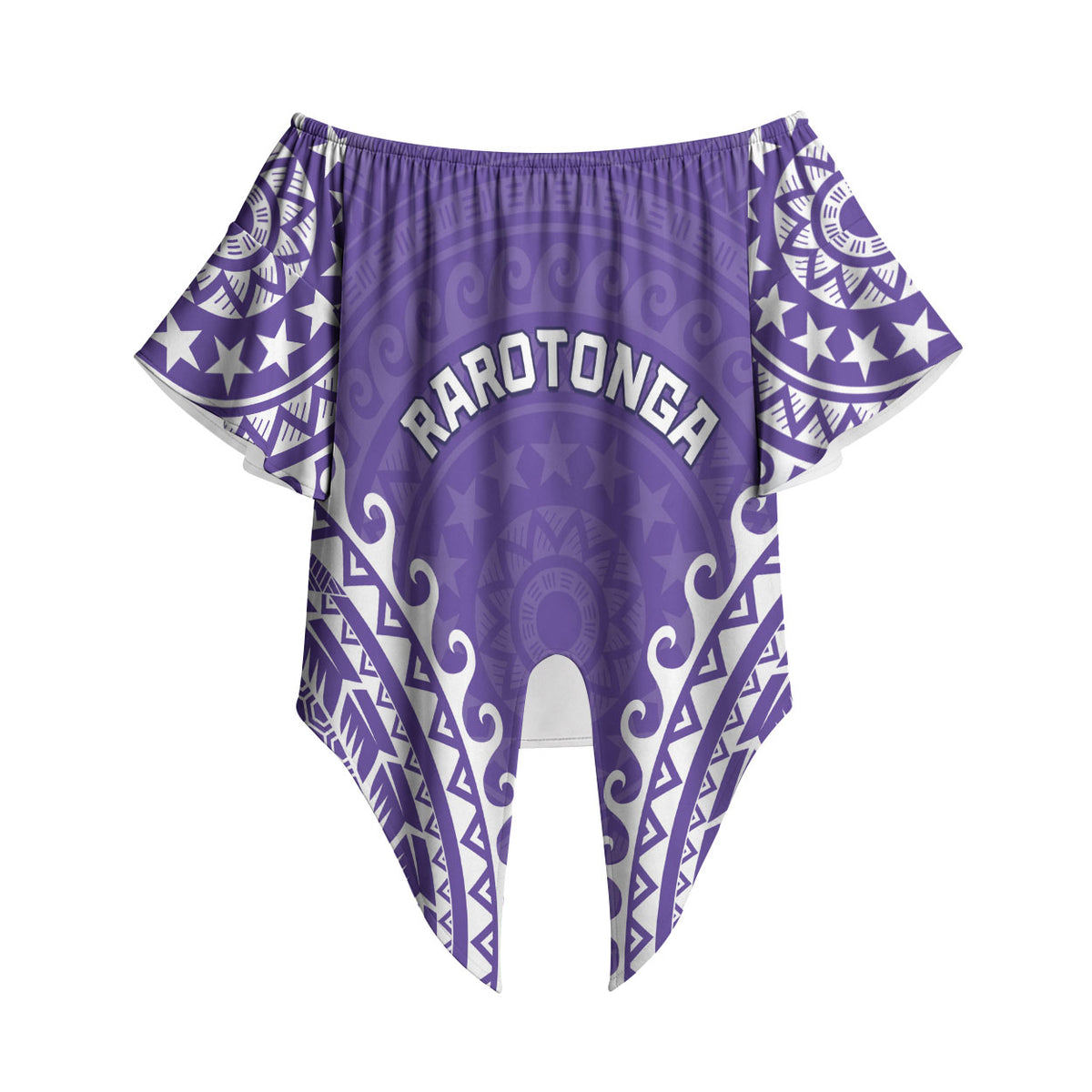 Custom Cook Islands Rarotonga Off Shoulder Wrap Waist Top Polynesian Tribal Tattoo LT05 Purple - Polynesian Pride