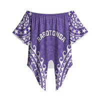 Custom Cook Islands Rarotonga Off Shoulder Wrap Waist Top Polynesian Tribal Tattoo LT05 Purple - Polynesian Pride