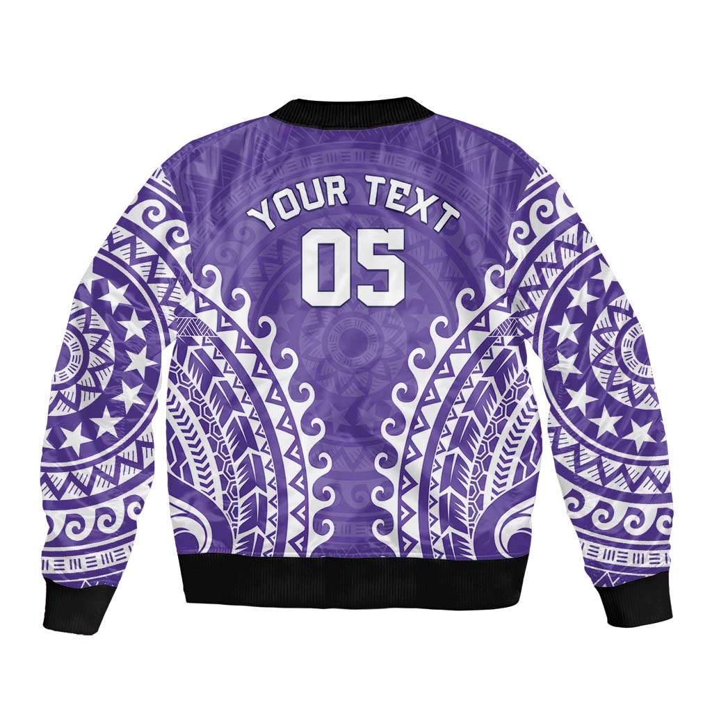 Custom Cook Islands Rarotonga Sleeve Zip Bomber Jacket Polynesian Tribal Tattoo LT05 - Polynesian Pride