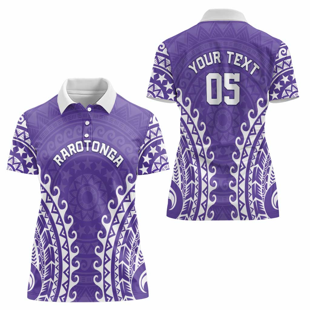 Custom Cook Islands Rarotonga Women Polo Shirt Polynesian Tribal Tattoo