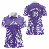 Custom Cook Islands Rarotonga Women Polo Shirt Polynesian Tribal Tattoo