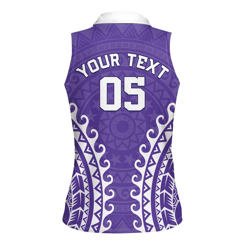 Custom Cook Islands Rarotonga Women Sleeveless Polo Shirt Polynesian Tribal Tattoo LT05 - Polynesian Pride