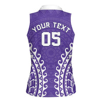 Custom Cook Islands Rarotonga Women Sleeveless Polo Shirt Polynesian Tribal Tattoo LT05 - Polynesian Pride