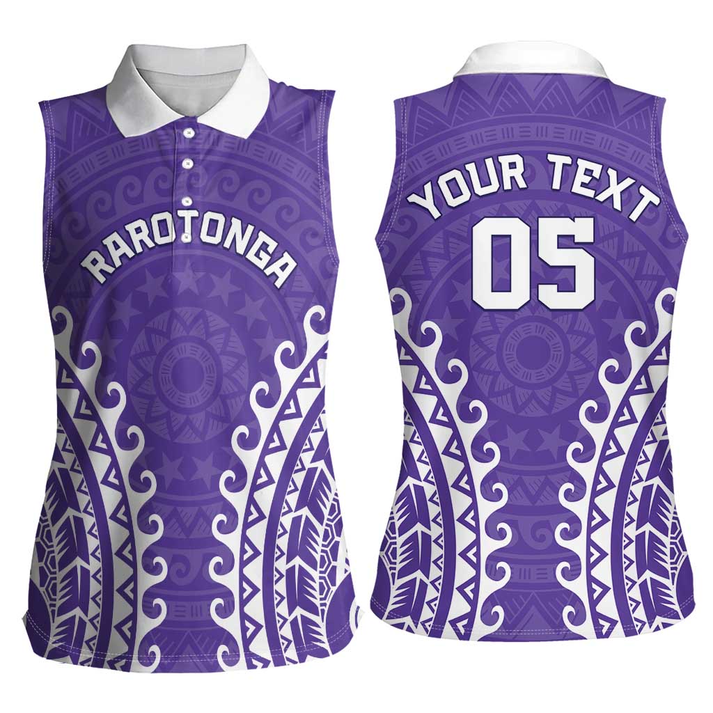 Custom Cook Islands Rarotonga Women Sleeveless Polo Shirt Polynesian Tribal Tattoo LT05 - Polynesian Pride