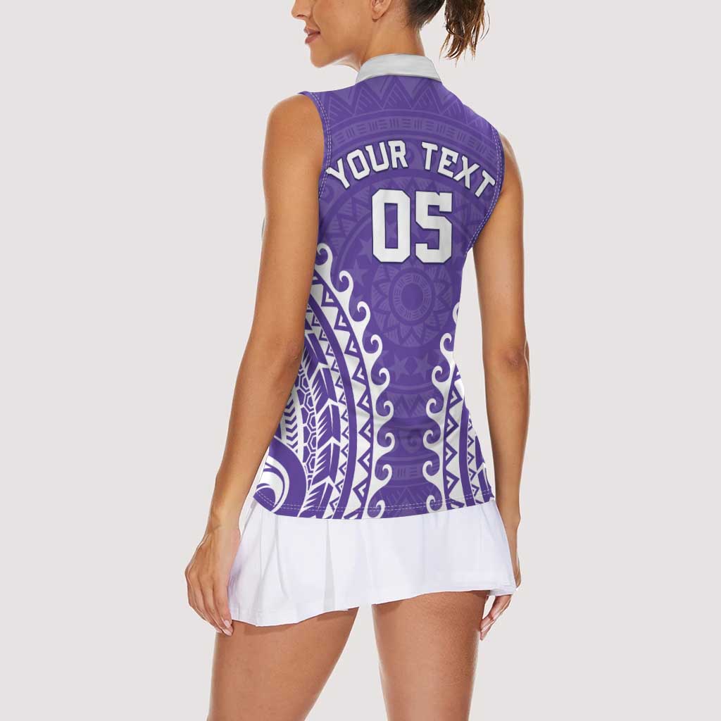 Custom Cook Islands Rarotonga Women Sleeveless Polo Shirt Polynesian Tribal Tattoo LT05 - Polynesian Pride