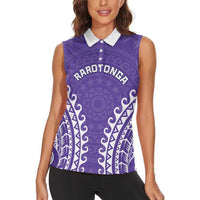 Custom Cook Islands Rarotonga Women Sleeveless Polo Shirt Polynesian Tribal Tattoo LT05 - Polynesian Pride
