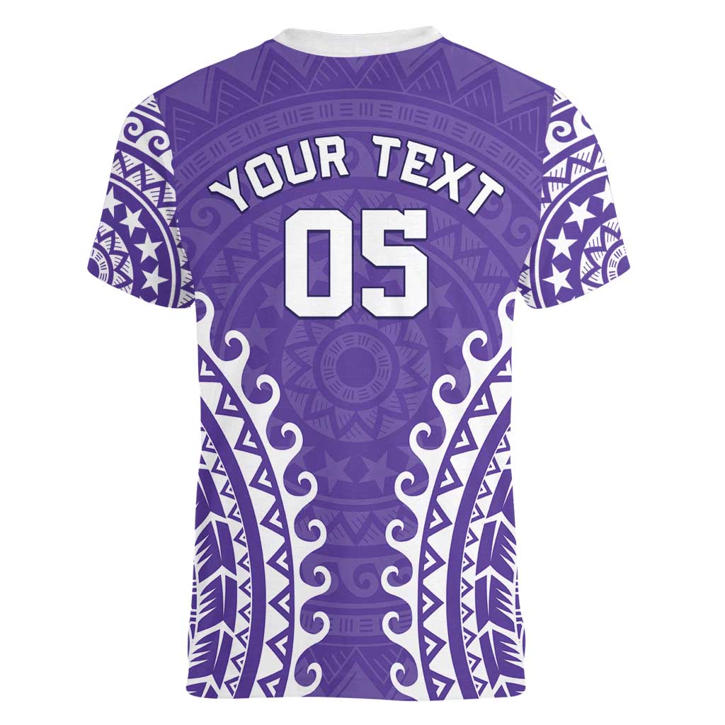 Custom Cook Islands Rarotonga Women V-Neck T-Shirt Polynesian Tribal Tattoo LT05 - Polynesian Pride