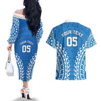 Custom Cook Islands Pukapuka Couples Matching Off The Shoulder Long Sleeve Dress and Hawaiian Shirt Polynesian Tribal Tattoo LT05 - Polynesian Pride