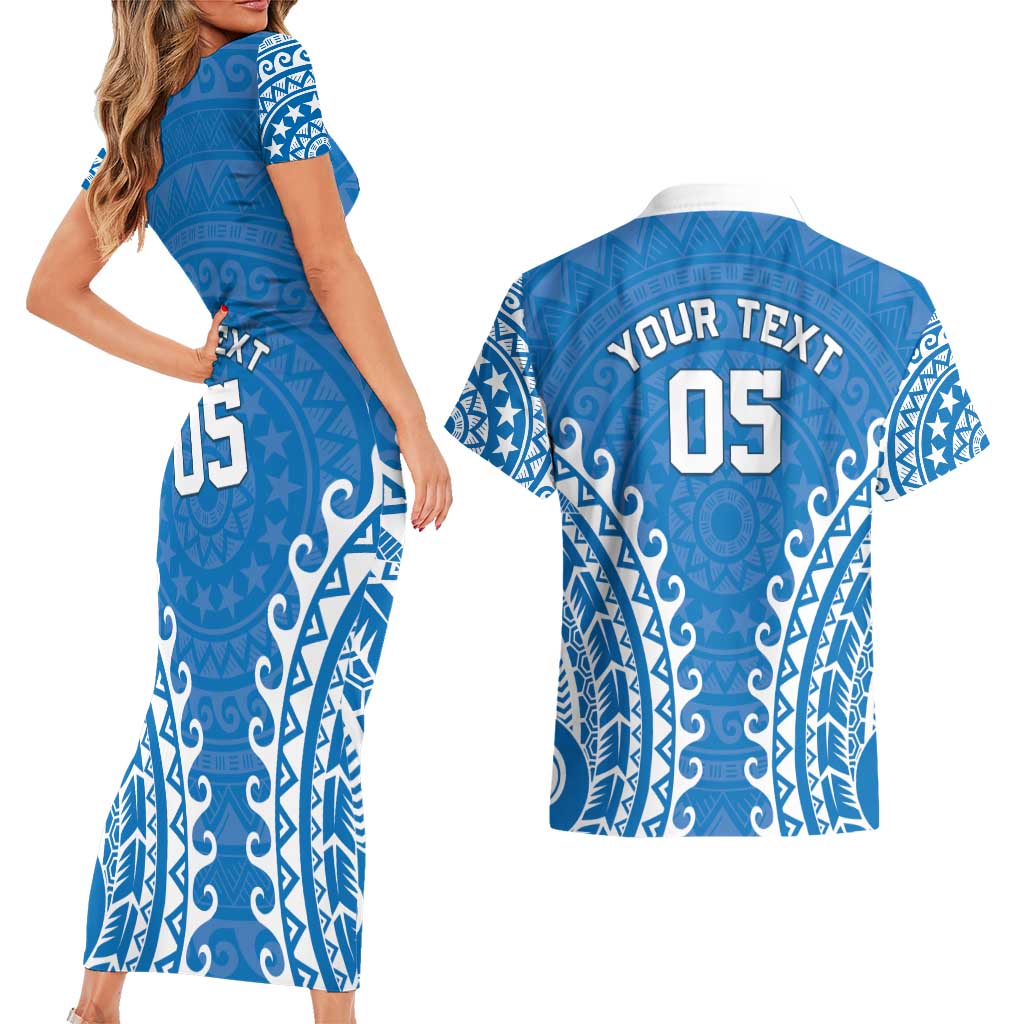 Custom Cook Islands Pukapuka Couples Matching Short Sleeve Bodycon Dress and Hawaiian Shirt Polynesian Tribal Tattoo LT05 - Polynesian Pride