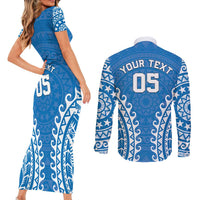 Custom Cook Islands Pukapuka Couples Matching Short Sleeve Bodycon Dress and Long Sleeve Button Shirt Polynesian Tribal Tattoo LT05 - Polynesian Pride