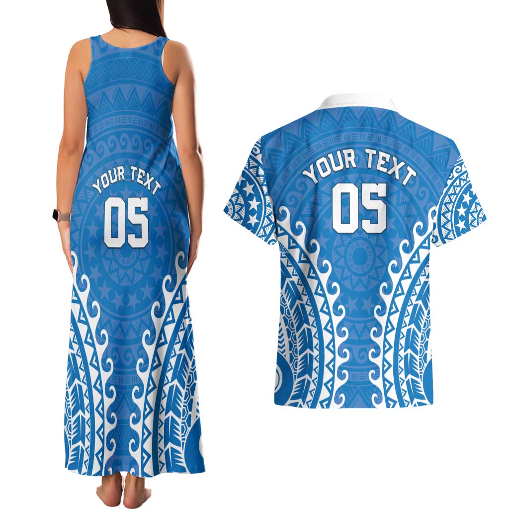 Custom Cook Islands Pukapuka Couples Matching Tank Maxi Dress and Hawaiian Shirt Polynesian Tribal Tattoo LT05 - Polynesian Pride