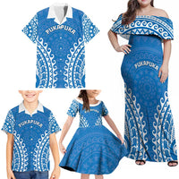 Custom Cook Islands Pukapuka Family Matching Off Shoulder Maxi Dress and Hawaiian Shirt Polynesian Tribal Tattoo LT05 - Polynesian Pride
