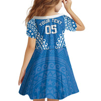 Custom Cook Islands Pukapuka Kid Short Sleeve Dress Polynesian Tribal Tattoo