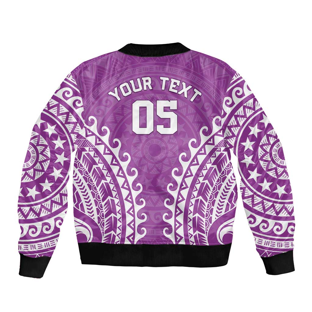 Custom Cook Islands Mangaia Bomber Jacket Polynesian Tribal Tattoo