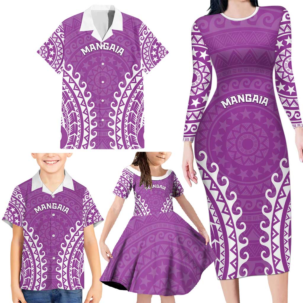 Custom Cook Islands Mangaia Family Matching Long Sleeve Bodycon Dress and Hawaiian Shirt Polynesian Tribal Tattoo