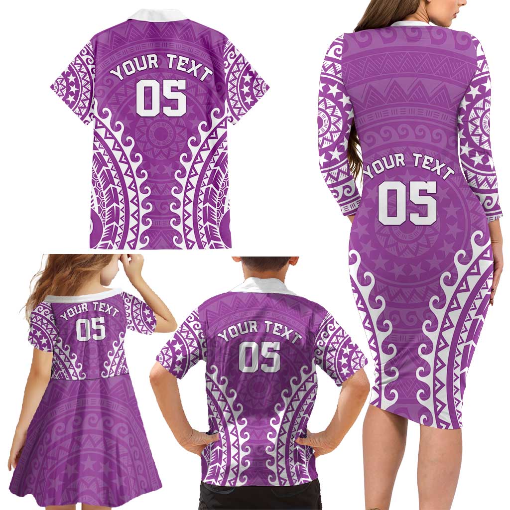 Custom Cook Islands Mangaia Family Matching Long Sleeve Bodycon Dress and Hawaiian Shirt Polynesian Tribal Tattoo
