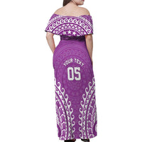 Custom Cook Islands Mangaia Family Matching Off Shoulder Maxi Dress and Hawaiian Shirt Polynesian Tribal Tattoo LT05 - Polynesian Pride