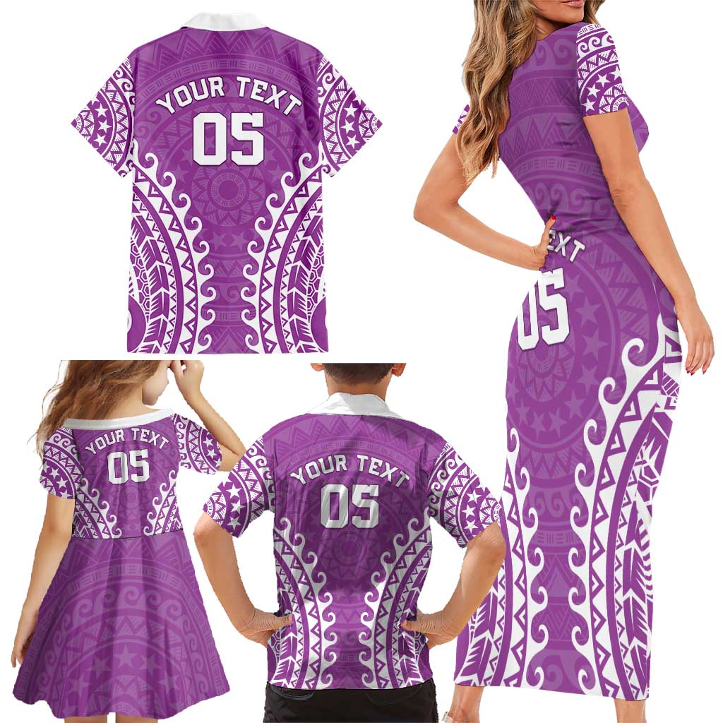 Custom Cook Islands Mangaia Family Matching Short Sleeve Bodycon Dress and Hawaiian Shirt Polynesian Tribal Tattoo
