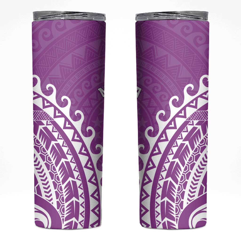 Cook Islands Mangaia Skinny Tumbler Polynesian Tribal Tattoo LT05 Pink - Polynesian Pride