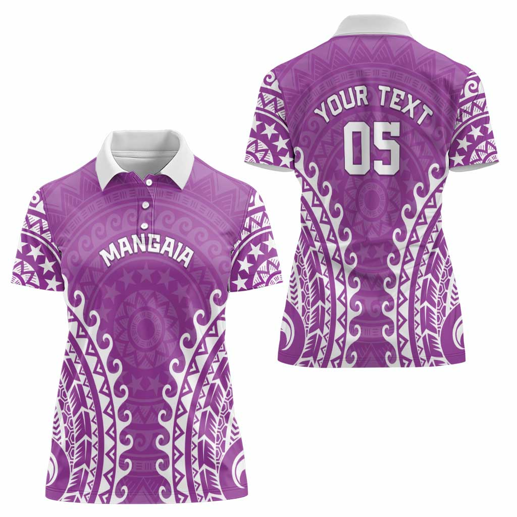 Custom Cook Islands Mangaia Women Polo Shirt Polynesian Tribal Tattoo LT05 - Polynesian Pride