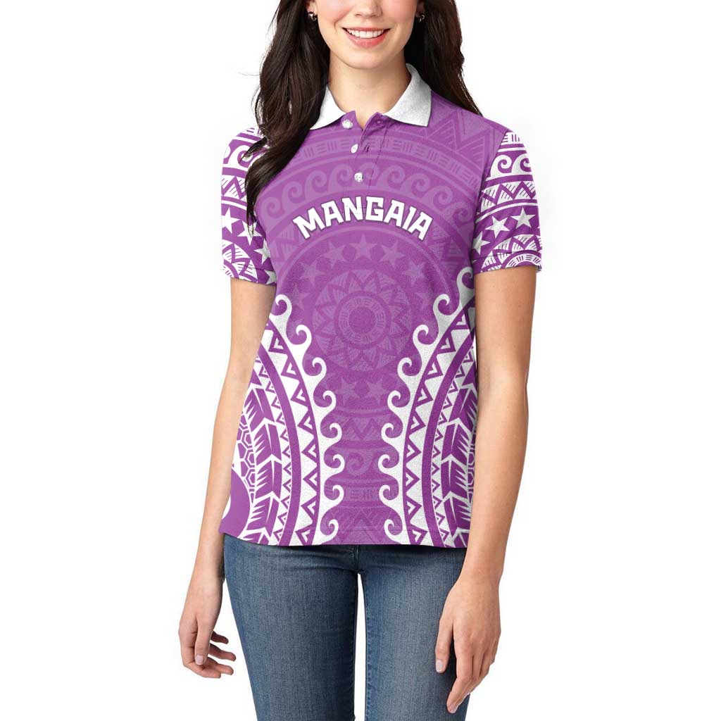 Custom Cook Islands Mangaia Women Polo Shirt Polynesian Tribal Tattoo LT05 - Polynesian Pride