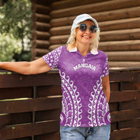 Custom Cook Islands Mangaia Women Polo Shirt Polynesian Tribal Tattoo LT05 - Polynesian Pride