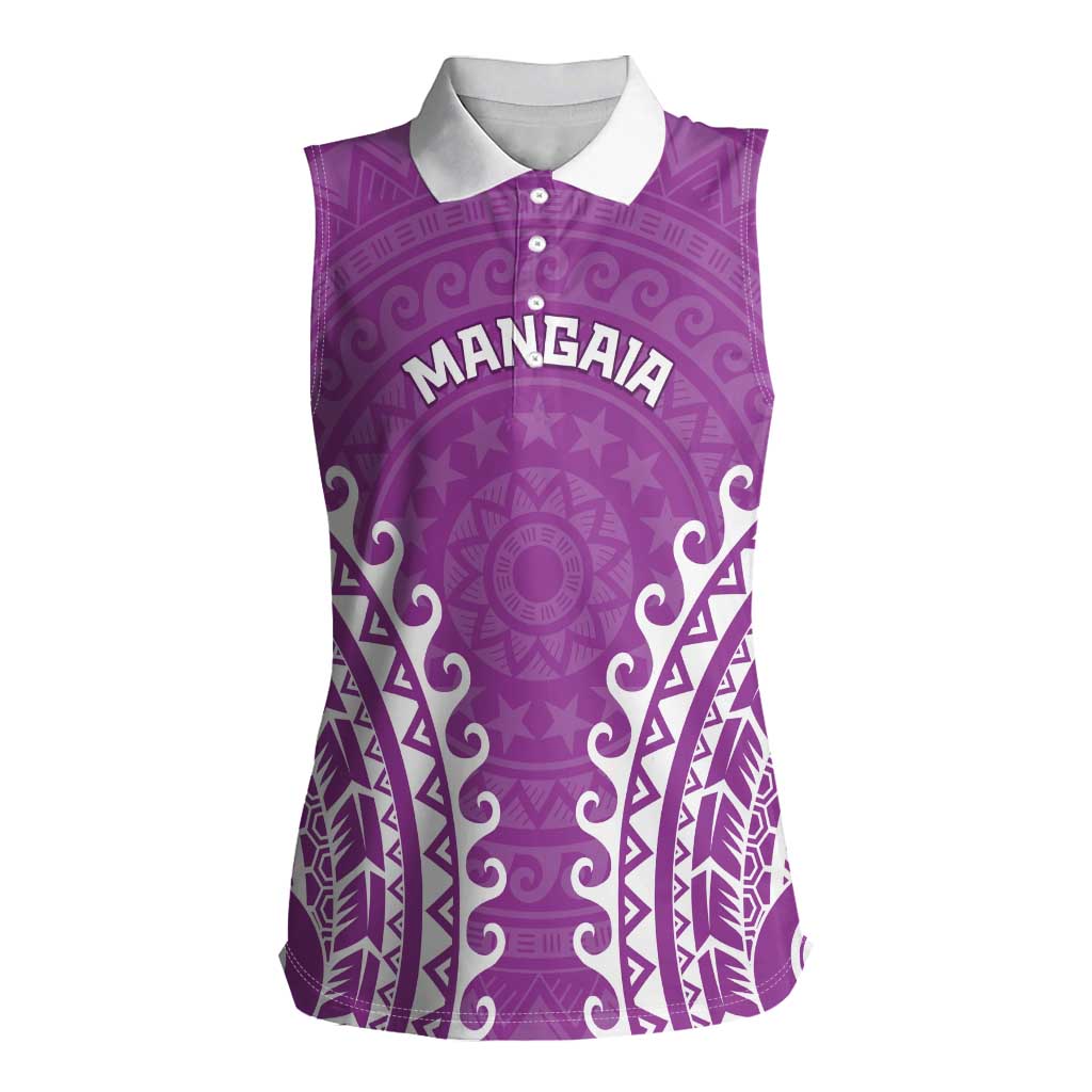 Custom Cook Islands Mangaia Women Sleeveless Polo Shirt Polynesian Tribal Tattoo LT05 Female Pink - Polynesian Pride