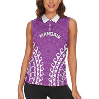 Custom Cook Islands Mangaia Women Sleeveless Polo Shirt Polynesian Tribal Tattoo LT05 - Polynesian Pride