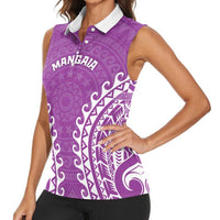 Custom Cook Islands Mangaia Women Sleeveless Polo Shirt Polynesian Tribal Tattoo LT05 - Polynesian Pride