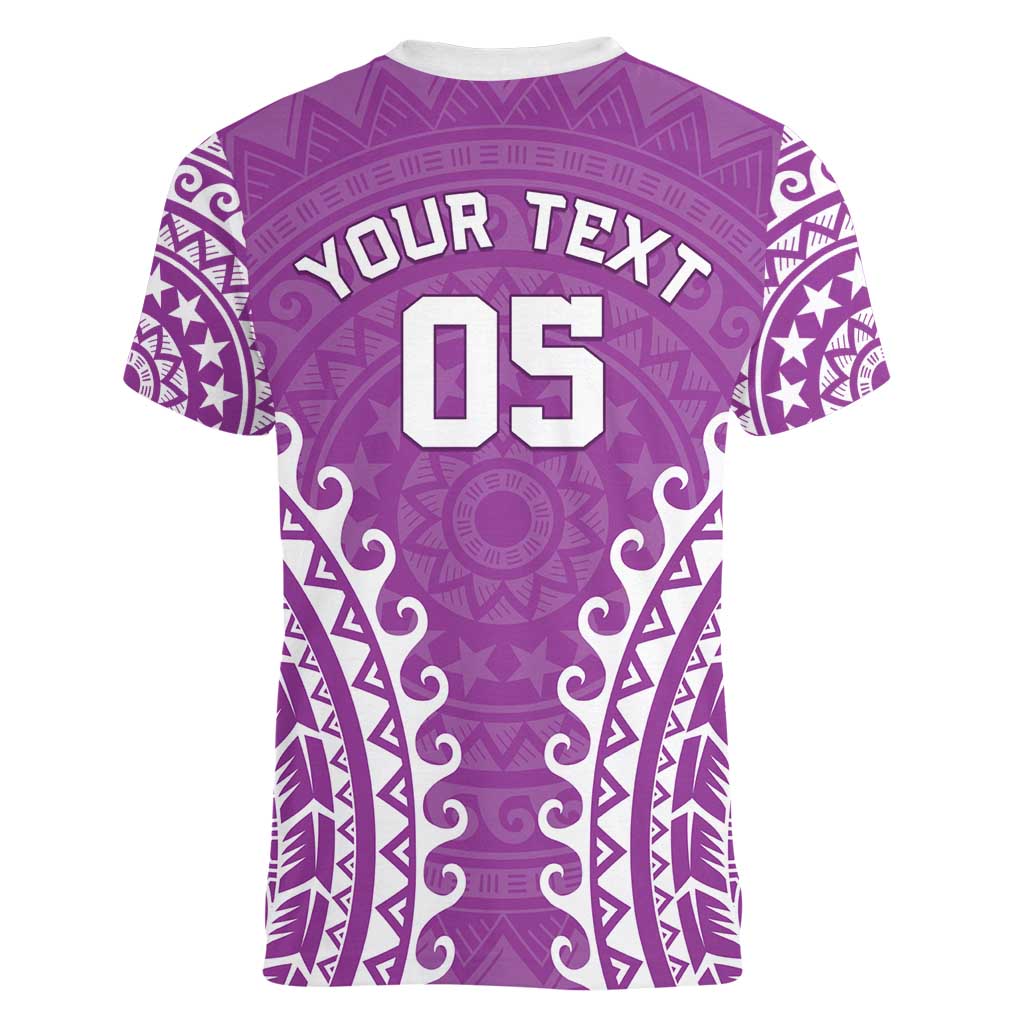 Custom Cook Islands Mangaia Women V-Neck T-Shirt Polynesian Tribal Tattoo LT05 - Polynesian Pride