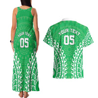Custom Cook Islands Mitiaro Couples Matching Tank Maxi Dress and Hawaiian Shirt Polynesian Tribal Tattoo LT05 - Polynesian Pride
