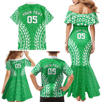 Custom Cook Islands Mitiaro Family Matching Mermaid Dress and Hawaiian Shirt Polynesian Tribal Tattoo LT05 - Polynesian Pride