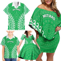 Custom Cook Islands Mitiaro Family Matching Off Shoulder Short Dress and Hawaiian Shirt Polynesian Tribal Tattoo LT05 - Polynesian Pride