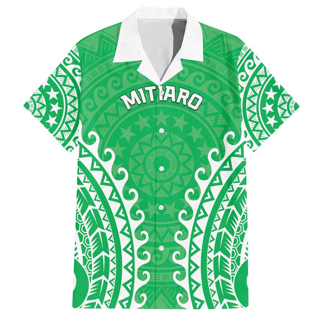 Custom Cook Islands Mitiaro Family Matching Short Sleeve Bodycon Dress and Hawaiian Shirt Polynesian Tribal Tattoo LT05 Dad's Shirt - Short Sleeve Green - Polynesian Pride