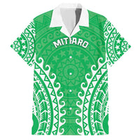 Custom Cook Islands Mitiaro Family Matching Short Sleeve Bodycon Dress and Hawaiian Shirt Polynesian Tribal Tattoo LT05 Dad's Shirt - Short Sleeve Green - Polynesian Pride