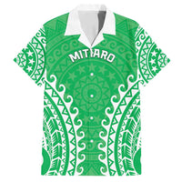 Custom Cook Islands Mitiaro Family Matching Summer Maxi Dress and Hawaiian Shirt Polynesian Tribal Tattoo LT05 Dad's Shirt - Short Sleeve Green - Polynesian Pride
