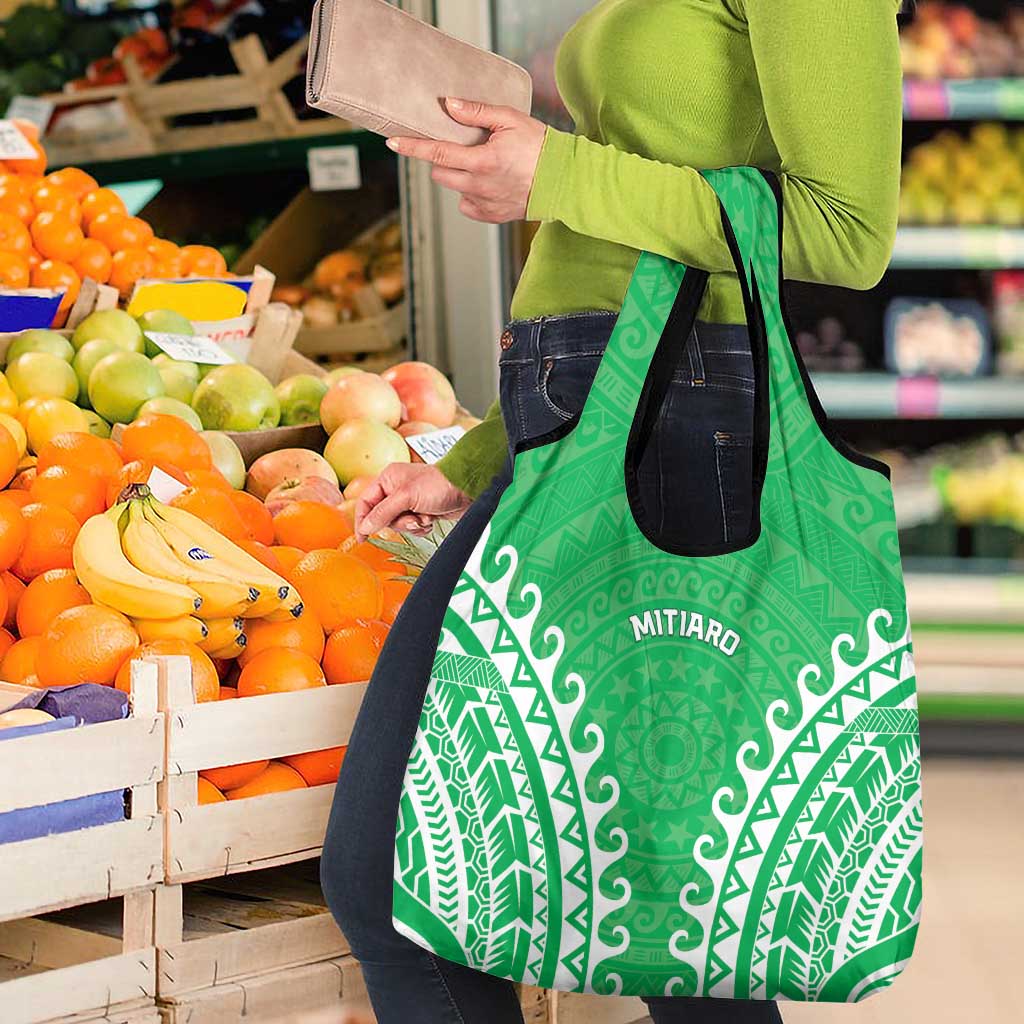 Custom Cook Islands Mitiaro Grocery Bag Polynesian Tribal Tattoo