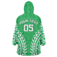 Custom Cook Islands Mitiaro Wearable Blanket Hoodie Polynesian Tribal Tattoo