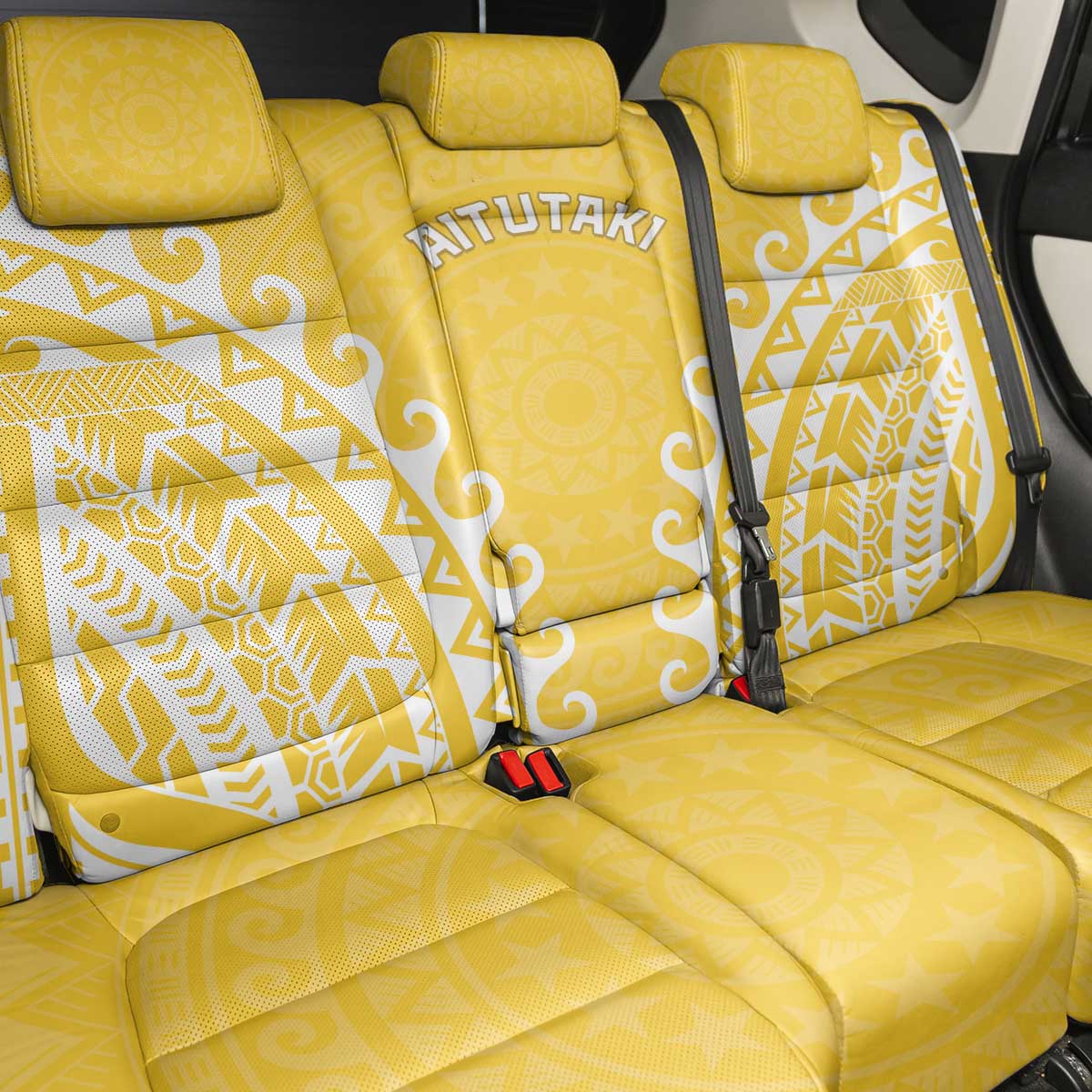 Custom Cook Islands Aitutaki Back Car Seat Cover Polynesian Tribal Tattoo