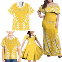 Custom Cook Islands Aitutaki Family Matching Off Shoulder Maxi Dress and Hawaiian Shirt Polynesian Tribal Tattoo LT05 - Polynesian Pride