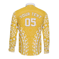 Custom Cook Islands Aitutaki Long Sleeve Button Shirt Polynesian Tribal Tattoo