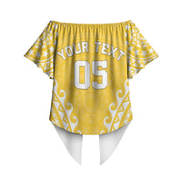 Custom Cook Islands Aitutaki Off Shoulder Wrap Waist Top Polynesian Tribal Tattoo LT05 - Polynesian Pride