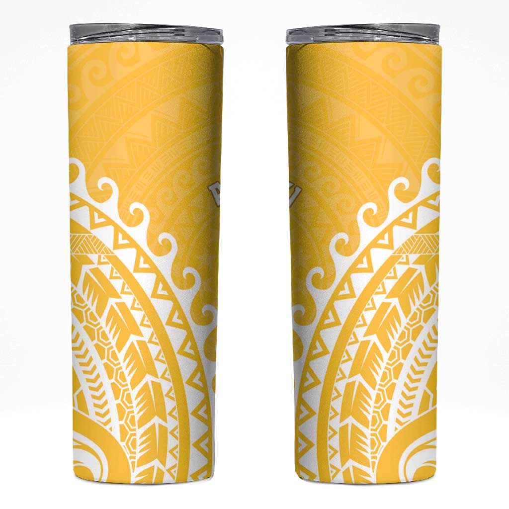 Cook Islands Aitutaki Skinny Tumbler Polynesian Tribal Tattoo LT05 Yellow - Polynesian Pride