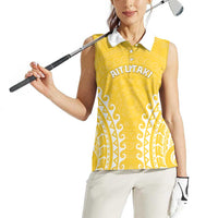 Custom Cook Islands Aitutaki Women Sleeveless Polo Shirt Polynesian Tribal Tattoo LT05 - Polynesian Pride