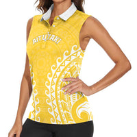 Custom Cook Islands Aitutaki Women Sleeveless Polo Shirt Polynesian Tribal Tattoo LT05 - Polynesian Pride
